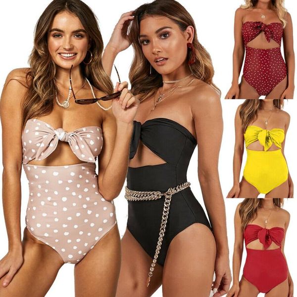 

one-piece bikini set push up padded bra swimsuit women's bandage summer high waist bathing suit beach swimwear suits