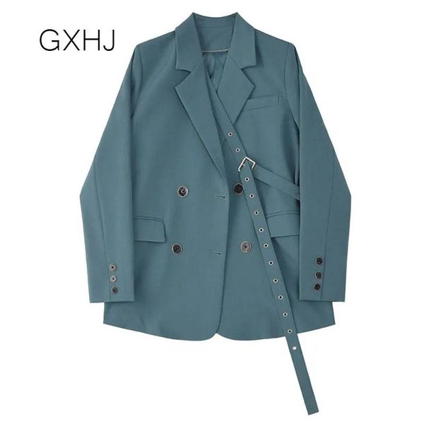 

women's suits & blazers 2021 solid blue color long sleeve women blazer korean high fashion trendy loose kacket coat for office lady lhj, White;black