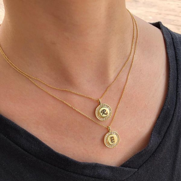 

a-z 26 pendant name necklaces for women men zircon gold color initial choker chains on the neck wedding bride jewelry kbn083, Silver