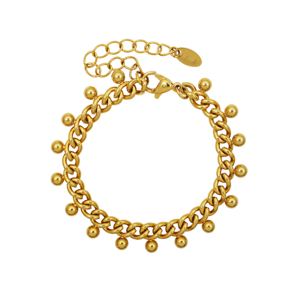 

charm bracelets exquisite golden simple chain with small steel balls bracelet for women stainless fashion pulseras mujer, Golden;silver