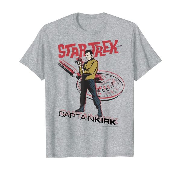 

star trek original series captain kirk retro comic t-shirt, White;black