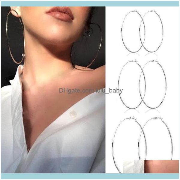 

jewelry30/40/50/60 mm punk earrings for women fashion jewelry trend female korean unusual stainless steel hoop & hie drop delivery 2021 8ngt, Golden;silver