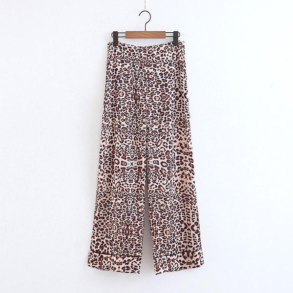 

women's pants & capris loose leopard print patchwork high street autumn winter pockets wide leg pantalon ladies female women b8d609, Black;white