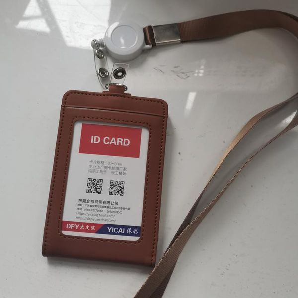 

card holders retractable lanyard id holder bag student women travel cover badge gifts accessories, Brown;gray