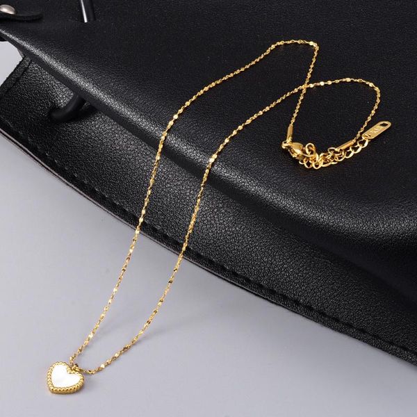 

style heart shell necklace women collars choker stainless steel gold color chains wedding wholesale pendant necklaces, Silver