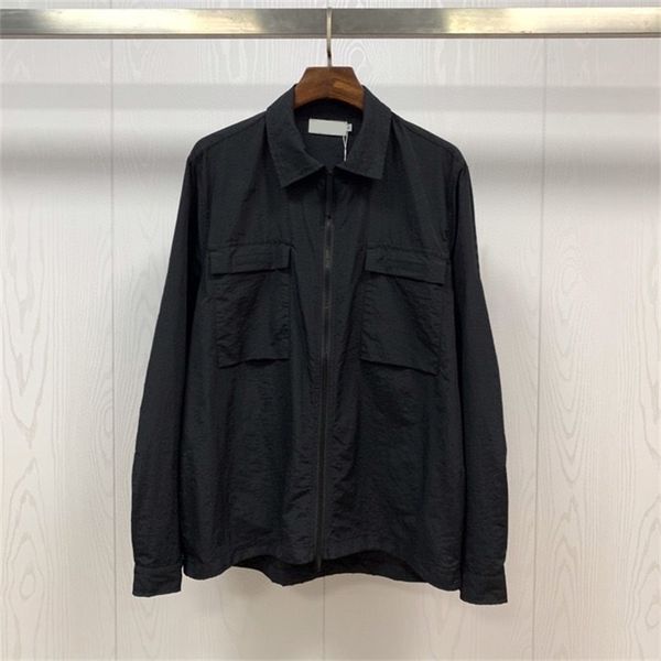 

dropship #8322 men's casual shirts jackets for men nylon double pocket jacket with 4colors green blue black khaki size -2xl, White;black