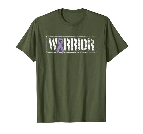 

testicular cancer warrior - purple military style ribbon t-shirt, White;black