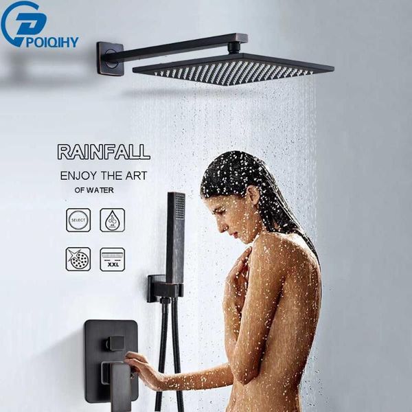 

bronze black concealed shower faucets set 8/10/12/16" brass rainfall head single handle mixer tap bath bathroom sets