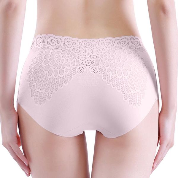 

women's panties ice silk seamless underwear summer cotton crotch girl one-piece breathable mid-waist sexy, Black;pink