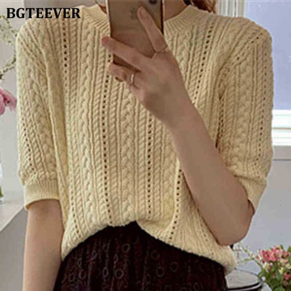 

women's t-shirt t shirts autumn o-neck half sleeve women twisted t-shirt casual loose hollow out female knitting 67h5, White