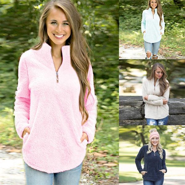 

women's hoodies & sweatshirts fashion warm with v-neck and zippers, Black