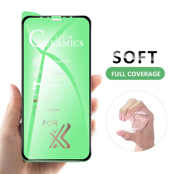 Sem pacote Ceramics Screen Protector Filme Suave 9h Capa Completa para iPhone 11 12 Pro Max Xs XR x 8 7 PLUS 6SP não vidro temperado