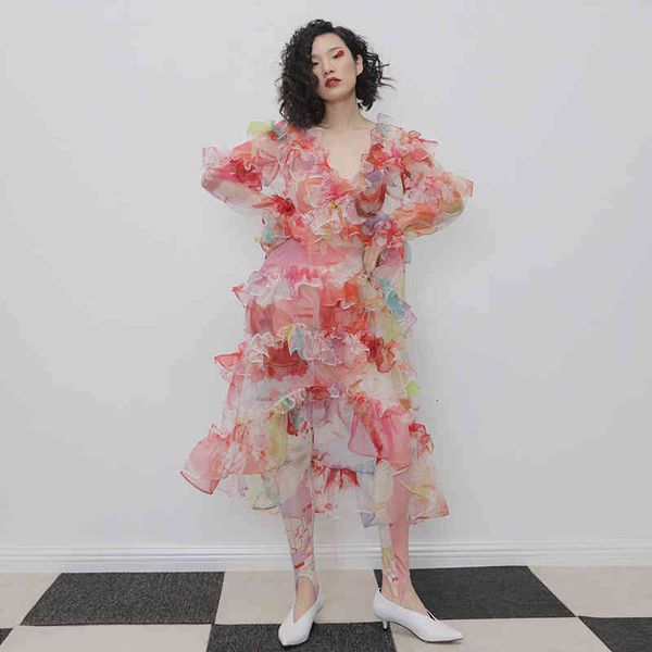 

[eam] waist pattern print high elastic trousers new loose fit pants women fashion tide spring autumn 1n314 200930, Black;white