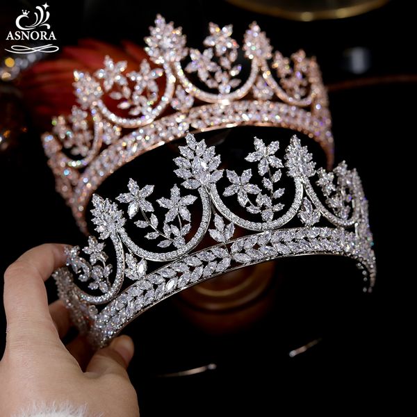 

shiny high-quality wedding headdress cz crowns bride tiara princess birthday crown wedding accessories rose gold tiaras, Golden;white