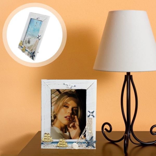 

frames 1pc deskdecoration vertical sailing boat wooden po frame (white)