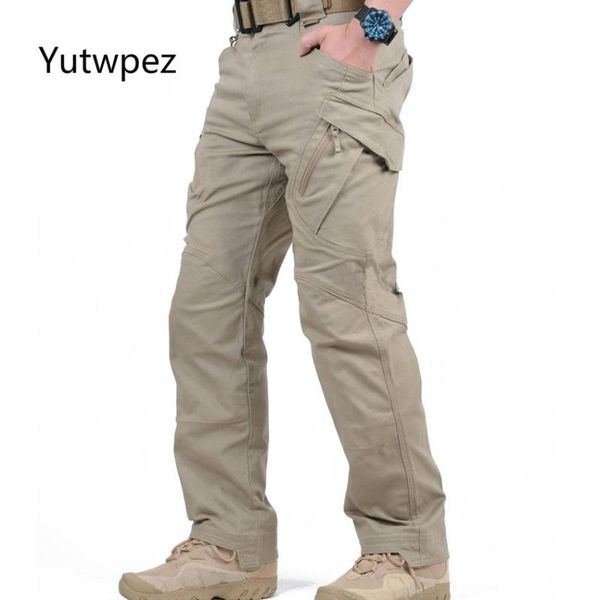 

city tactical cargo pants men combat swat army military cotton many pockets stretch flexible man casual trousers men's, Black