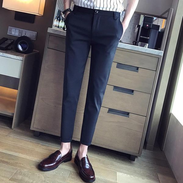 

men's suits & blazers 2021 summer men business casual pants korean version nine fashion trousers high-quality social slim suit, White;black