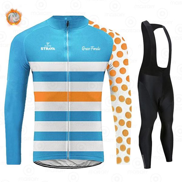 

racing sets cycling suits strava jersey bike winter thermal fleece long sleeve set ropa ciclismo bicycle triathlon shirt bib shorts, Black;blue