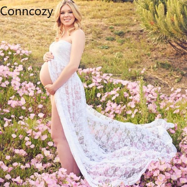 

white black women's lace pography shoot dress pregnant clothes trailing one-piece sleeveless maternity dresses