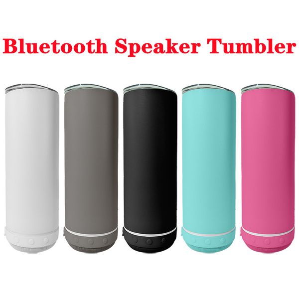

20oz sublimation bluetooth tumbler music cups straight speaker powder coated with metal straw & brush wireless intelligent double wall