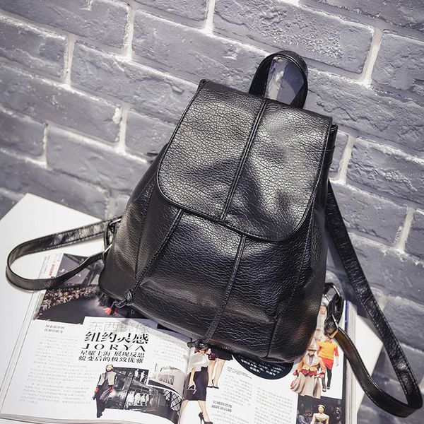 

outdoor bags backpack women's style cool simple soft hide substance large capacity school bag students korean-style