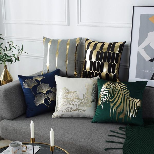 

Cushion/Decorative Pillow Luxury Horse Bronzing Cushion Cover 45*45cm Covers Velvet Pillowcase 2022 Year Home Decorative Sofa Throw