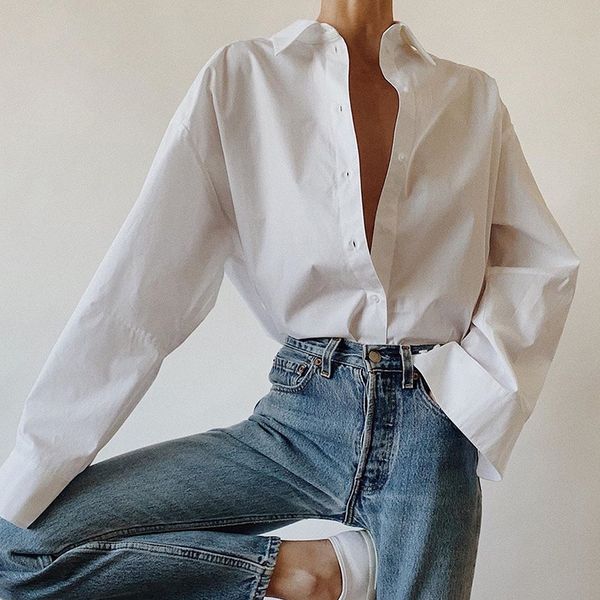 

white blouse women's shirt spring summer ladies casual shirts long sleeve turn down collar button women blouses ol outerwear 210419