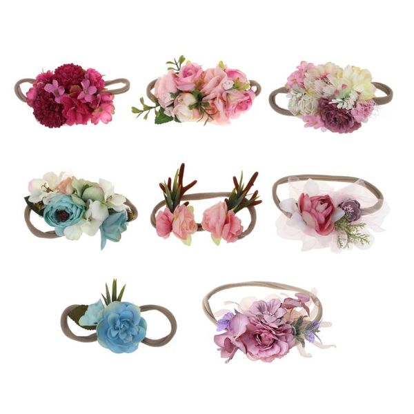 

hair accessories princess flower headband born baby boy girl artificial floral pography prop infant headwear, Slivery;white