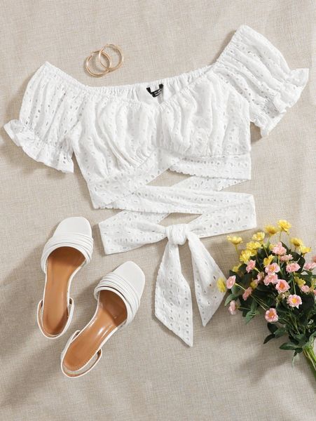

criss cross tie front schiffy milkmaid e7cn#, White
