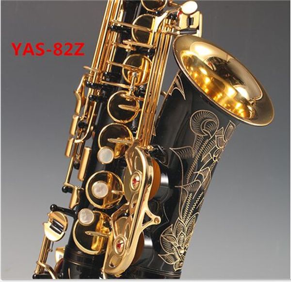 Alta qualità Giappone Brand NEW Sassofono contralto YAS-82Z Black Gold Key Strumenti musicali super professionali Sax Bocchino Reed Free