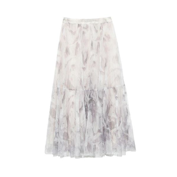 

skirts simple elegant fresh all-match skirt 2021 summer sweet print ball gown mid-calf high waist femme faldas japan style, Black