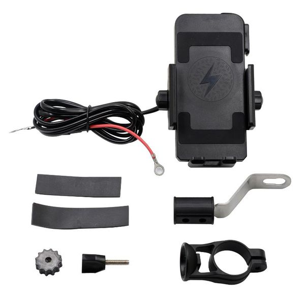 

wireless charging handlebar rearview mirror 2in1 motorcycle phone holder with stand support soporte celular moto cell mounts & holders