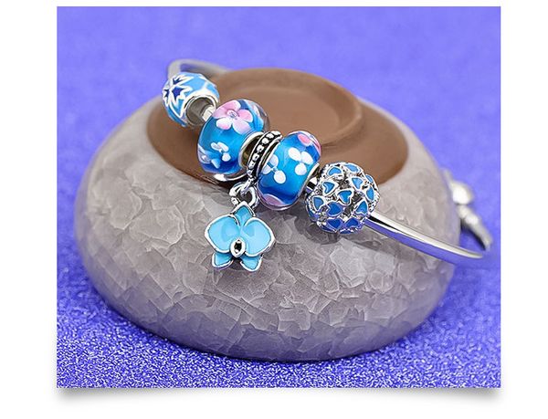 

pan family love diy beaded bangle fashion flower, Black