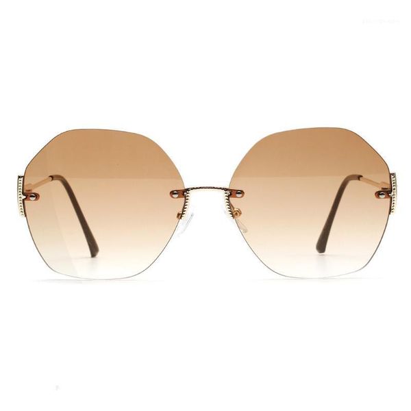 

sunglasses rimless women fashion designer sun glasses metal farme gradient shades cutting lens famale goggles fml, White;black