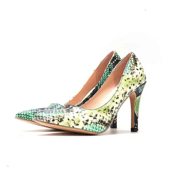 

2021 thin heel pointed snake high heels large women's sho, Black;white