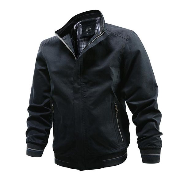 

men's jackets men casual cargo jacket autumn stand outerwear classic fashion slim solid color zipper pockets plus size 8xl, Black;brown