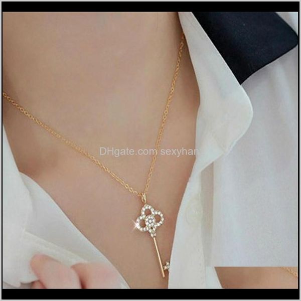 Collane con ciondolo Pendenti Gioielli Drop Delivery 2021 Il dramma coreano Miss Yin Enhui utilizza una collana corta Crystal Hollow Zircon Key Clavi