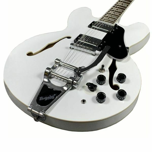 

2021 new 6 strings semi hollow body electric guitar 335 style white color h-h pickups f hole rosewood fingerboard