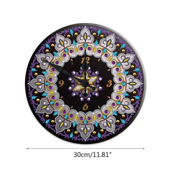 

mandala diamond painting clock 5d metal tin signs embroidery cross m68e wall clocks