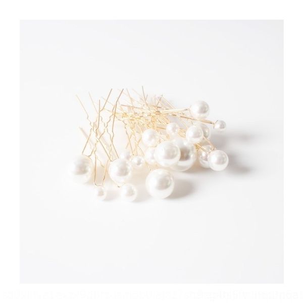 

6xr ornament u-shaped fork pin headwear pearl round clips hair size pearl hairpin bridal barrettes headdress, Golden;silver
