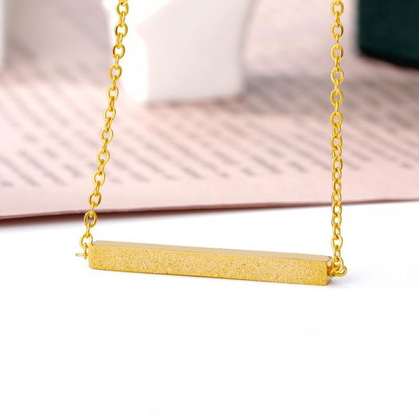 

pendant necklaces icftzwe straight bar for women girls fashion jewelry stainless steel gold long chain horizontal necklace party gifts, Silver