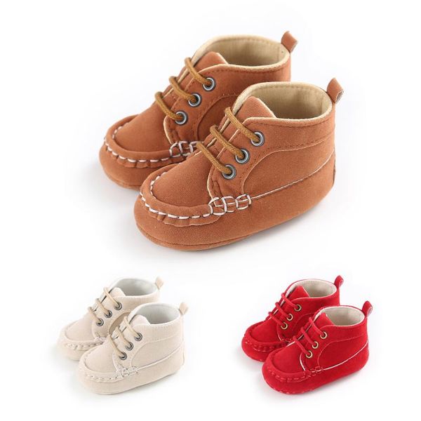

first walkers born baby shoes toddler boy girl solid cotton comfort soft lace-up anti-slip light weight infant crib babies moccasins