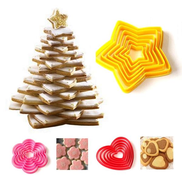

baking moulds 3d christmas tree cookie mold star heart shape plum biscuit cutter fondant cake decorating mould kitchen diy tools
