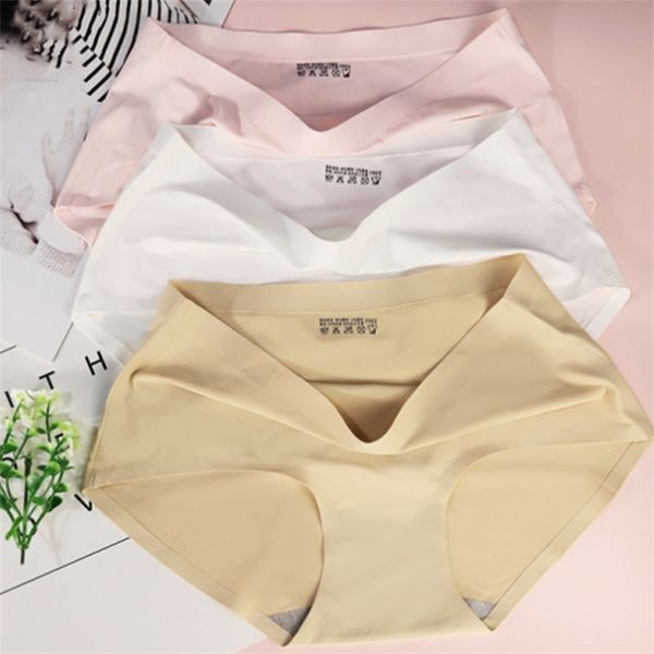 

women's ice silk traceless one piece breathable middle waist women's underwear triangle head, Black;white