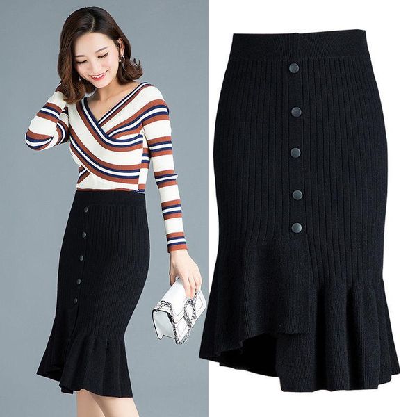 

skirts 2021 skirt women female midi fashion party split waist, Black