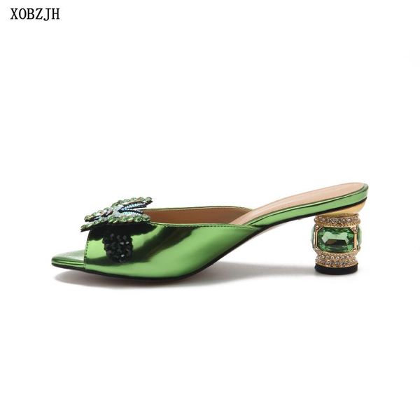 

brand shoes designer summer sandals women luxury 2021 short heels green mature lady wedding party open toe plus size, Black