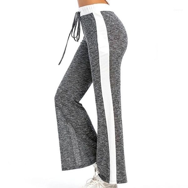 

women loose drawstring pants solid color patchwork casual yoga sports trousers fashionable high waist long sweatpants women's & capris, Black;white