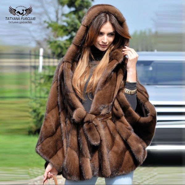 

women's fur & faux women fashion real mink jackets with bat sleeved natural whole skin genuine coat woman trendy coats, Black