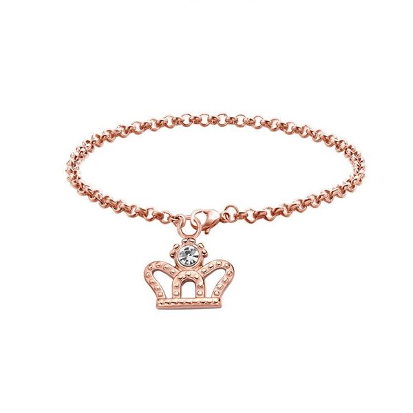 

charm bracelets fashion princess crown bracelet crystal rose gold link chain graduation gift for girls, Golden;silver