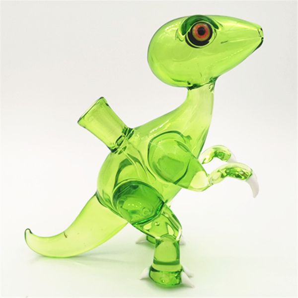 Glas-Dino-Wasserbong, 14,4 mm Innengewinde, Shisha-Rohr, Bubbler, grüne Farbe